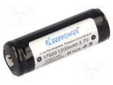 Acumul: Li-Ion 17500,4/5A 3,7V 1200mAh &Oslash;17x53mm