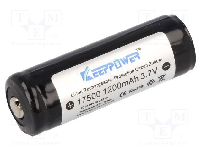 Acumul: Li-Ion 17500,4/5A 3,7V 1200mAh &Oslash;17x53mm