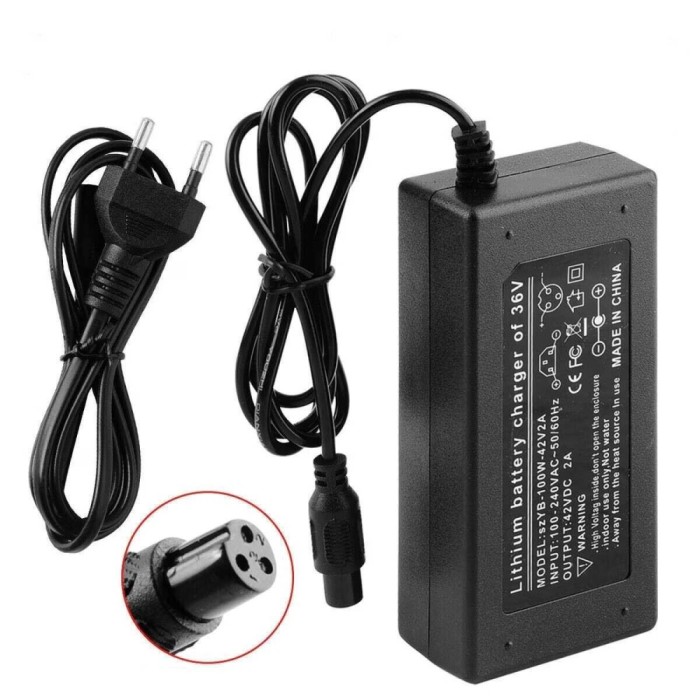 Incarcator pentru trotinete electrice, hoverboard, biciclete 42V 2A, interfata 3 pini 9mm