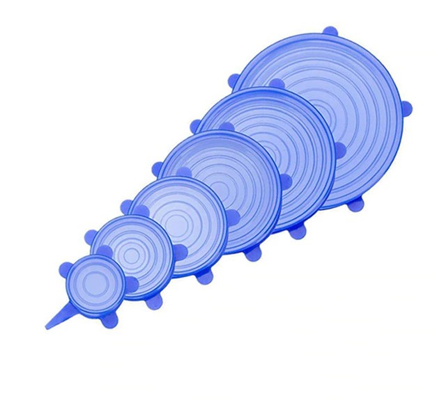 Set 6 capace din silicon extensibile, Albastre