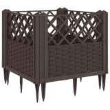 Cumpara ieftin Jardiniera de gradina cu tarusi, maro, 43,5x43,5x43,5 cm, PP