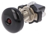 Comutator push-pull 10A 14VDC negru cu LED pe panou
