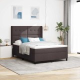 Cumpara ieftin Pat cu arc LED cu headboard Maro inchis 140 x 200 cm tesatura