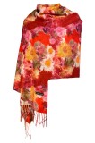 Fular casmir dama F, Dacali, visiniu inchis, 180 x 70 cm, Multicolor, Marime universala