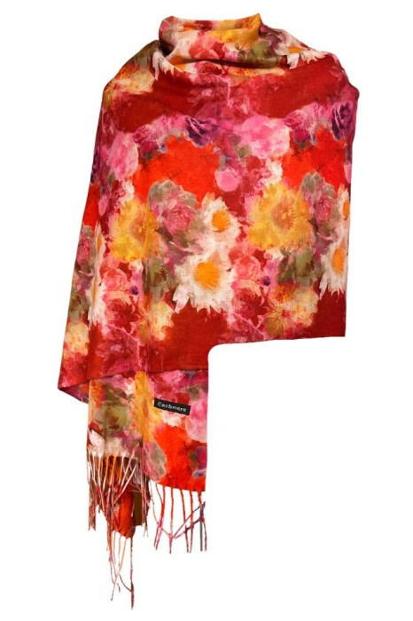 Fular casmir dama F, Dacali, visiniu inchis, 180 x 70 cm