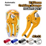 Cleste Taietor Tevi PVC/PPR 225mm INGCO HPC0442 &ndash; Taiere 3-42mm, Sistem cu Clichet, Manere Ergonomice