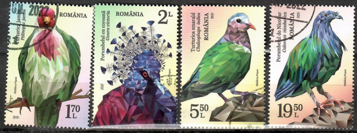 Romania 2021, Pasari exotice, stampilat (CTO), Michel 7932-7935