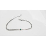 Bratara din Argint 925 Cuban Chain cu Zirconiu Verde Smarald, 17 cm + 3 cm