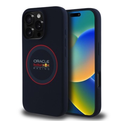 Husa pentru iPhone 16 Pro Max - Red Bull Racing Silicone Red Ring MagSafe (RBHMP16X24SIILVR) - Navy foto