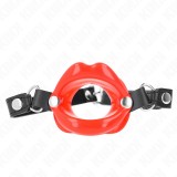 Kink Collar &amp; Gag-Gag Lip 8 cm cu Bretea din Imitatie Piele