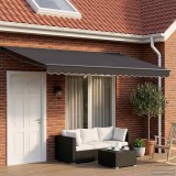 VidaXL Pergola Electrica Retractabila Antracit 4x3m cu LED si Senzor Vreme