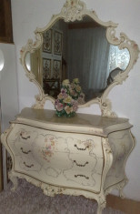 comoda+oglinda,lemn,baroc venetian/rococo/Ludovic/vintage/antic/pictat foto