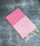 Prosop plaja Fouta | Tunis | roz cu dungi albe 200 x 100 cm