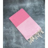 Prosop plaja Fouta | Tunis | roz cu dungi albe 200 x 100 cm