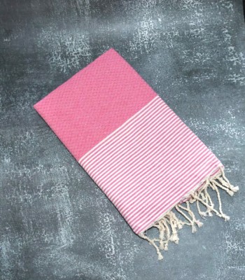 Prosop plaja Fouta | Tunis | roz cu dungi albe 200 x 100 cm foto