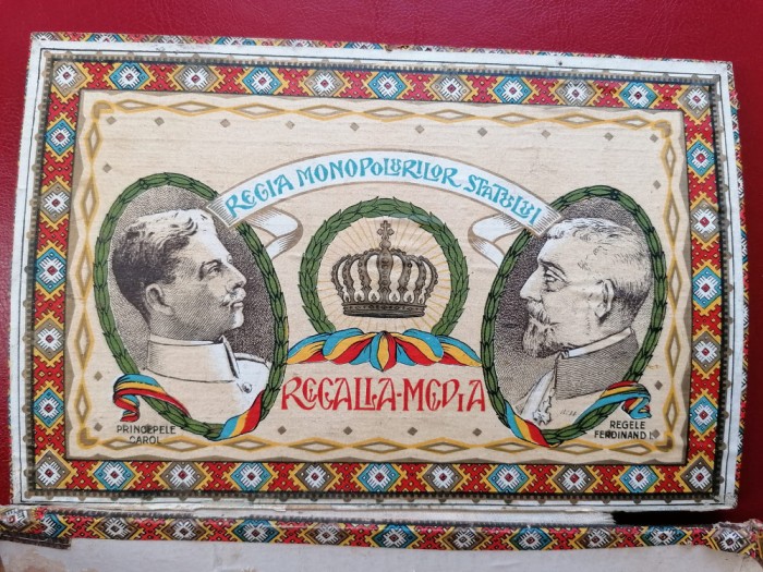 Cutie lemn tigari foi, tigarete Regalia Regele Ferdinand si Principele Carol