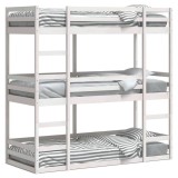 Cumpara ieftin Pat supraetajat triplu, alb, 75x190 cm, lemn masiv de pin