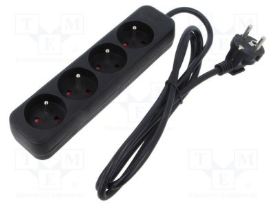 LANBERG prelungitor alimentare 3x1mm&amp;sup2; 4 prize 1,5m negru 10A foto