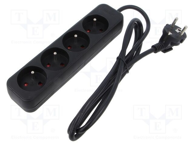 LANBERG prelungitor alimentare 3x1mm&sup2; 4 prize 1,5m negru 10A