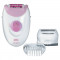 Epilator Braun SE3270, 20 pensete, 2 viteze, Cap de ras, Capac pentru tuns, Alb/Roz