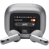 Casti In-Ear JBL Live Flex 3, Bluetooth 5.3, Hi-Res, Smart Case, True Adaptive NC, Autonomie 50H, Multi-point, IP54, Argintiu