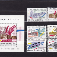 ROMANIA 1992 LP 1293 LP 1294 EXPOZITIA MONDIALA SEVILLA SERIE+COLITA MNH