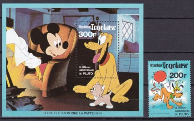 Togo 1980 Disney Pluto MI 1496 + bl.166 MNH foto