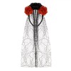 Bentita Halloween Trandafiri Rosii si Tul Negru - Accesoriu Moda Gotica, Sintetic/Poliester - Deghizare, Carnaval, Petreceri Tematice