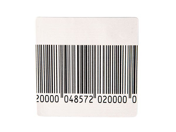 Etichete antifurt autoadezive RF, 40 x 40 mm, cu cod de bare fals, rola 1000 buc