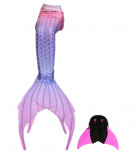 Cumpara ieftin Costum de baie Model Sirena, include si Inotatoarea pentru fixarea cozii, Roz/Albastru, 110 cm