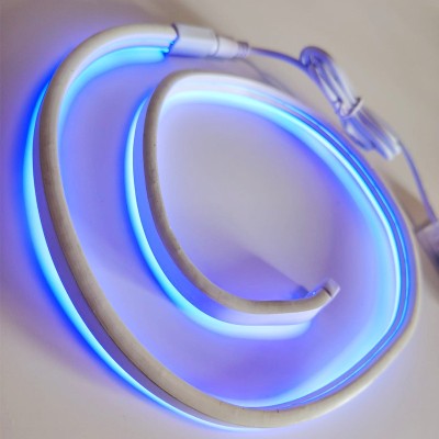 Furtun luminos LED Neon flexibil, albastru, lungime 1 metru, baterii foto