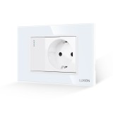 Cumpara ieftin Intrerupator Simplu + Priza cu Rama din Sticla LUXION, Standard Italian, 3M SmartElectro IntelligentHouse