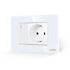 Intrerupator Simplu + Priza cu Rama din Sticla LUXION, Standard Italian, 3M SmartElectro IntelligentHouse