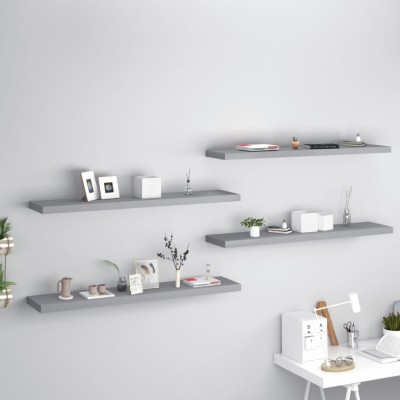 vidaXL Rafturi de perete suspendate, 4 buc., gri, 120x23,5x3,8 cm, MDF 323864 foto