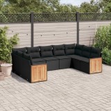 vidaXL Set mobilier de grădină cu perne, 9 piese, negru, poliratan 3260354