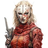 Sticker decorativ, Horror, Rosu, 72 cm, 8396ST-7