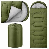 Sac de dormit verde 210 x 70 cm,captusit, gluga, fermoar lateral, husa transport inclusa
