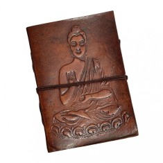 Agenda-Jurnal BUDDHA, Coperta Piele Ecologica, 100 File, 13x10x2 cm