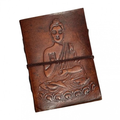 Agenda-Jurnal BUDDHA, Coperta Piele Ecologica, 100 File, 13x10x2 cm foto