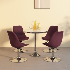 Scaune de bucătărie pivotante, 4 buc., violet, textil foto