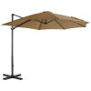 Umbrela suspendata cu stalp din aluminiu, gri taupe, 300 cm GartenMobel Dekor, vidaXL