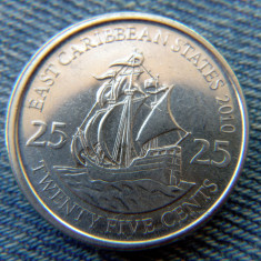 2r - 25 Cents 2010 East Caribbean States / Caraibe / primul an de batere