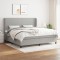 vidaXL Pat box spring cu saltea, gri deschis, 200x200 cm, textil 3127829