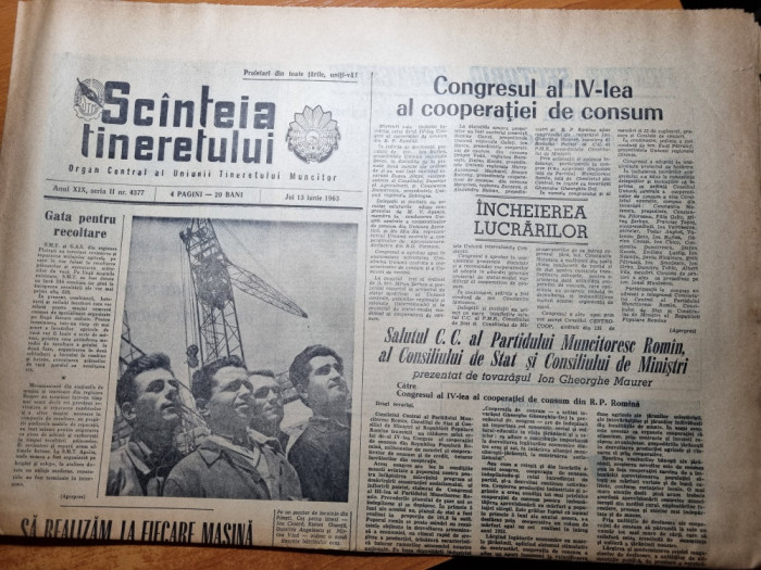 scanteia tineretului 13 iunie 1963-cubul elevilor pitesti,gheorghe maurer