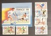 CAMBODIA FOTBAL C.MONDIALA FRANTA 1998 SET SI COLITA NESTAMPILAT MNH