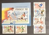 CAMBODIA FOTBAL C.MONDIALA FRANTA 1998 SET SI COLITA NESTAMPILAT MNH