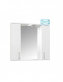 Oglinda baie cu dulap GN0201, dreptunghiulara, PAL Lucios, iluminare led, 4 rafturi, 80 cm, alb