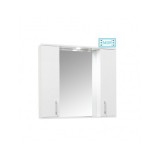 Oglinda baie cu dulap GN0201, dreptunghiulara, PAL Lucios, iluminare led, 4 rafturi, 80 cm, alb