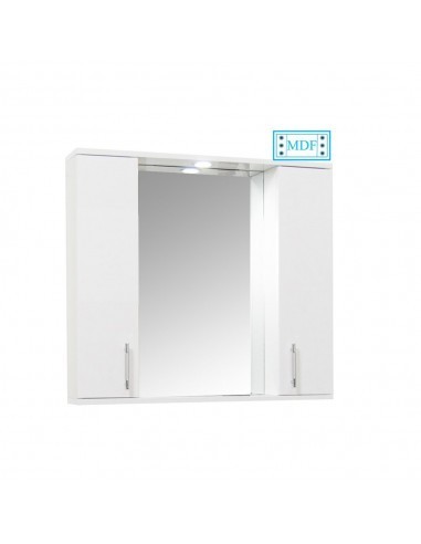 Oglinda baie cu dulap GN0201, dreptunghiulara, PAL Lucios, iluminare led, 4 rafturi, 80 cm, alb