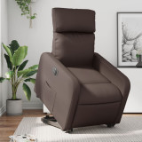 VidaXL Fotoliu rabatabil electric cu ridicare, maro, piele ecologică 3206765
